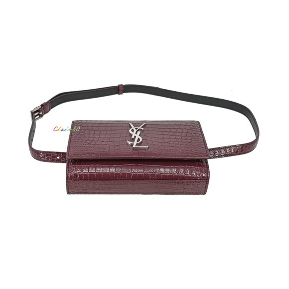 Saint Laurent Monogram Kate Croc- EmbossedLeather Belt Bag Size 85 - Picture 4 of 10